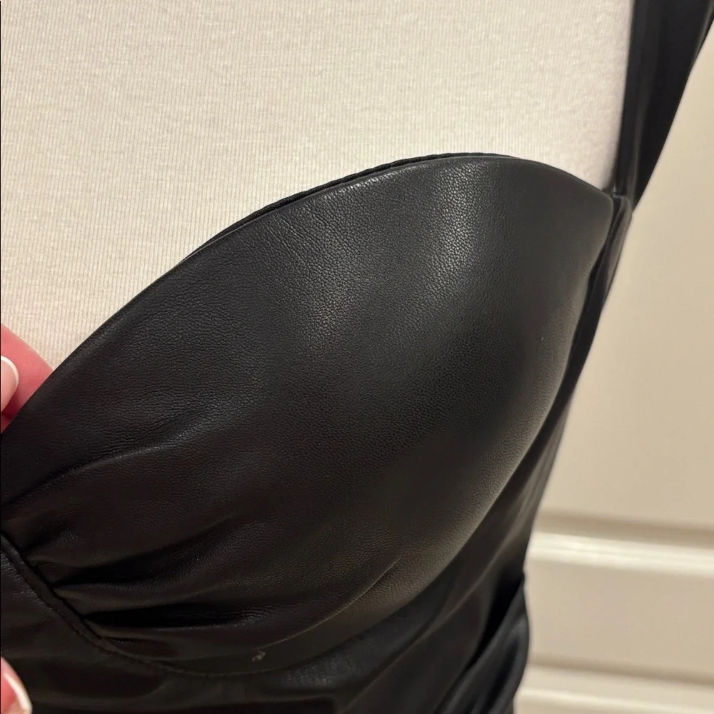 Elegant Leather Black Dress - Picture 3 of 8